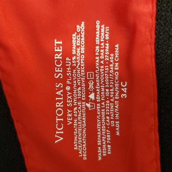 Victoria's Secret Very Sexy Push-up Bra 34C Red & Black Lace Rhinestones - Picture 9 of 9